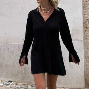 Djerf Avenue Getaway dress in black Organic Cotton Knit XXS